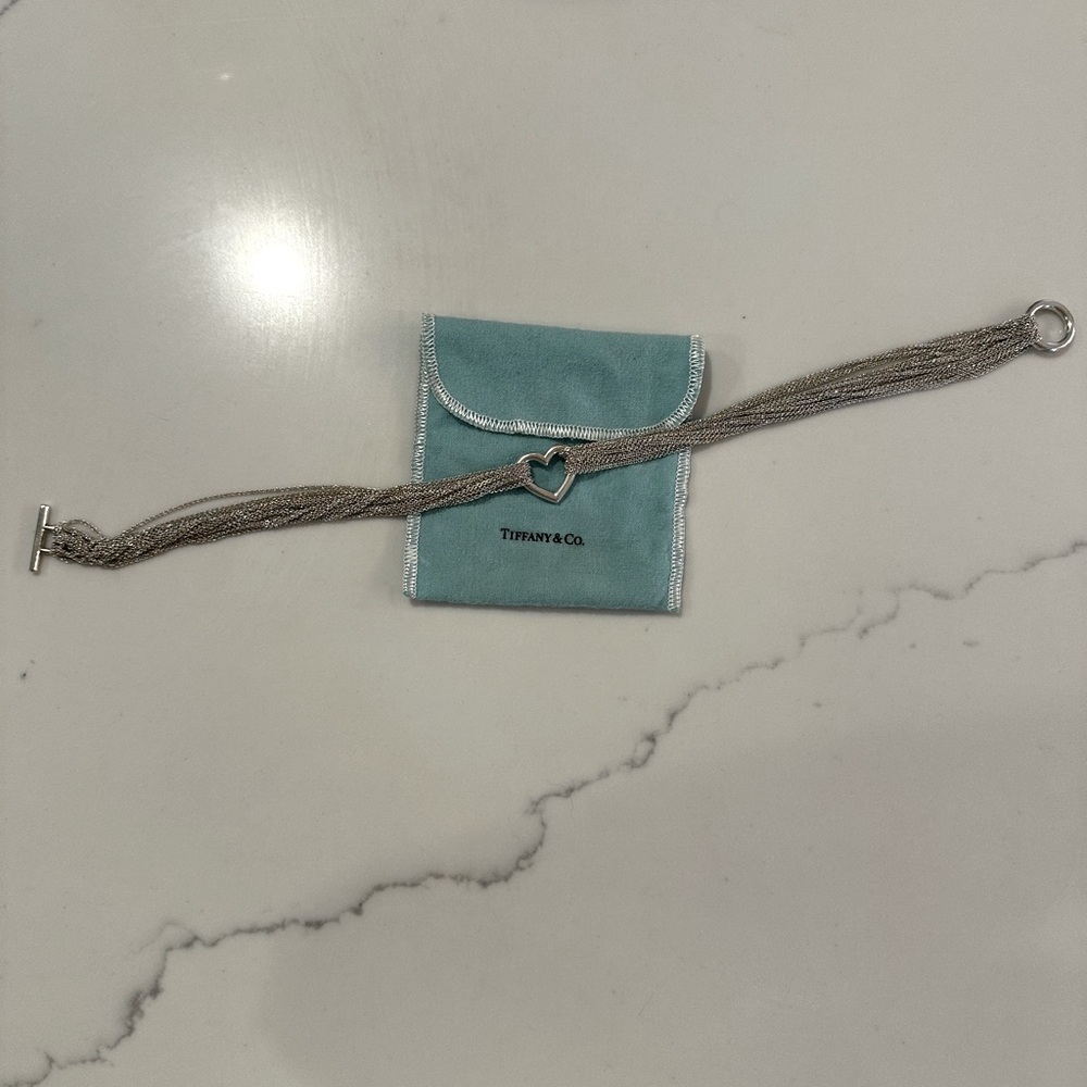 Authentic Tiffany & Co Multi-strand sterling silver heart necklace